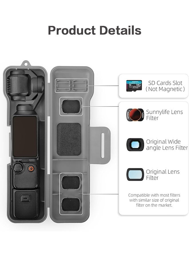 سني لايف جراب واقٍ مزود بحبل، متوافق مع كاميرا Osmo Pocket 3، غطاء بلاستيكي كامل للحماية، حقيبة سفر لحمل ملحقات Pocket 3 (أسود) - Image 4